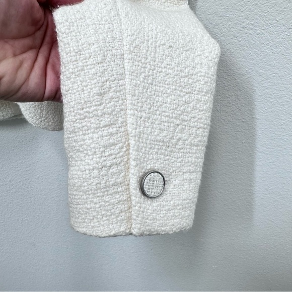 Club Monaco Cream Double Breasted Textured Tweed Blazer Academia Classic Size 2 - Picture 7 of 7